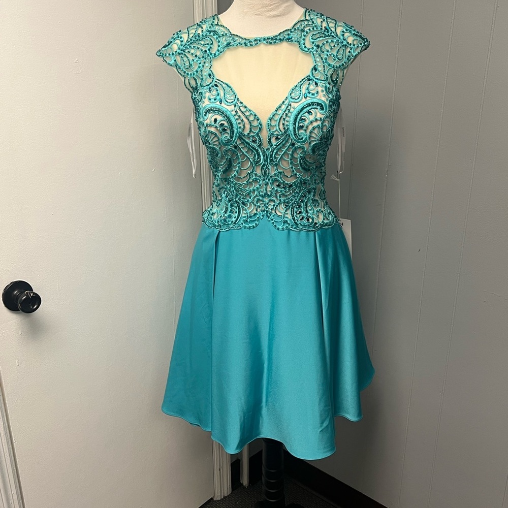 Tony Bowls Blue A-line Mini Dress for Prom